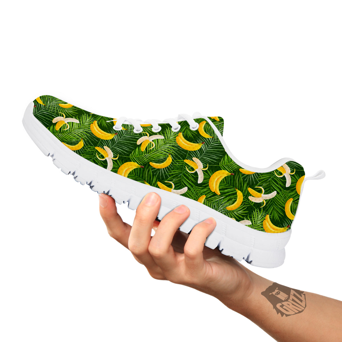 Banana Aloha Print Pattern White Sneaker-grizzshop