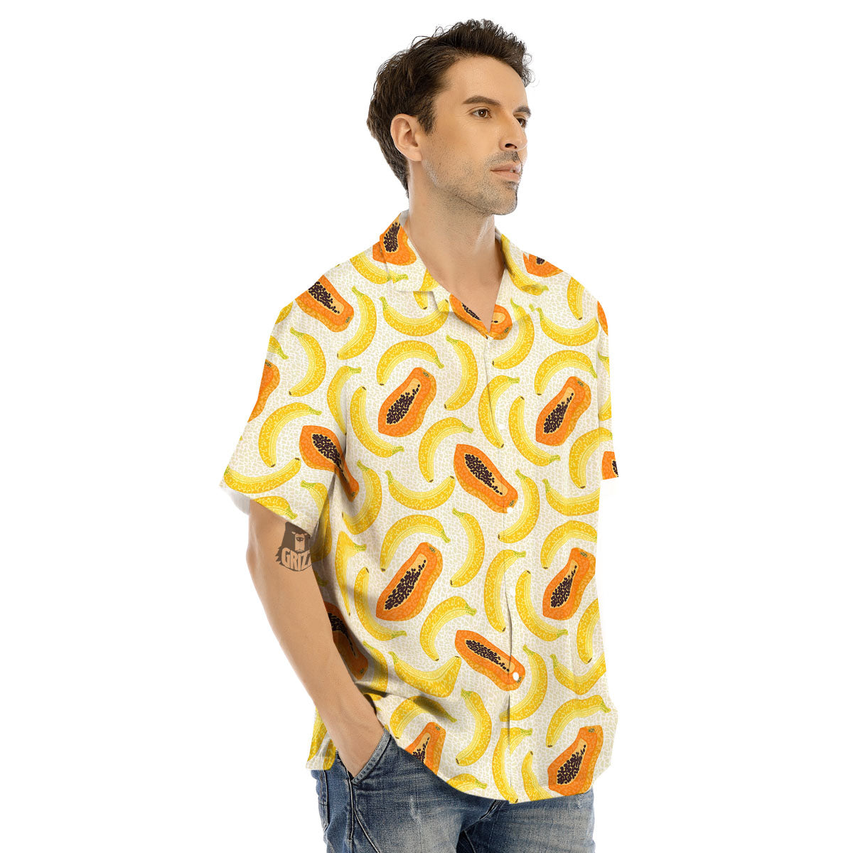 Banana And Papaya Print Pattern Men's Hawaiian Shirt-grizzshop