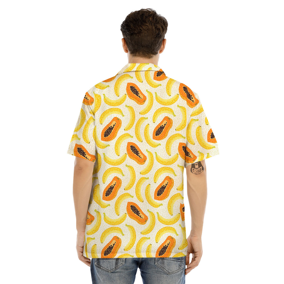 Banana And Papaya Print Pattern Men's Hawaiian Shirt-grizzshop