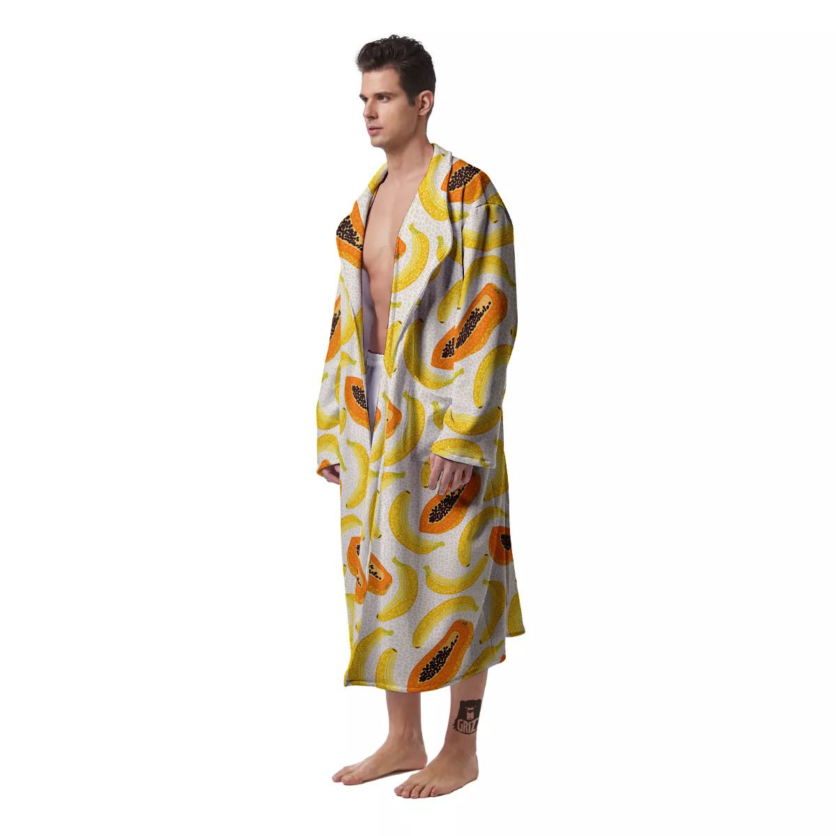 Banana And Papaya Print Pattern Men's Robe-grizzshop