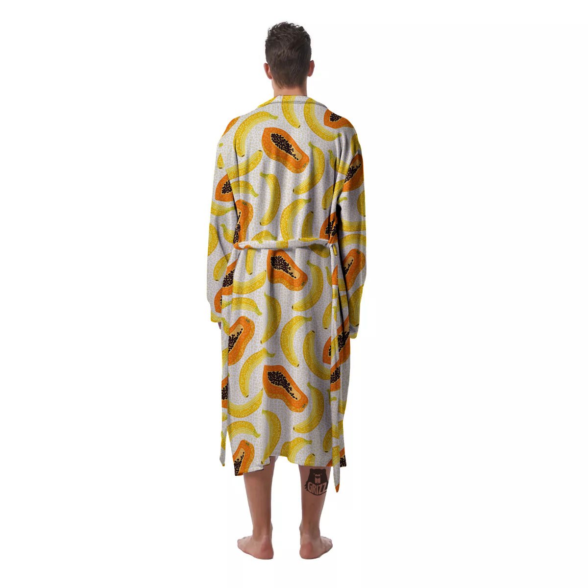 Banana And Papaya Print Pattern Men's Robe-grizzshop