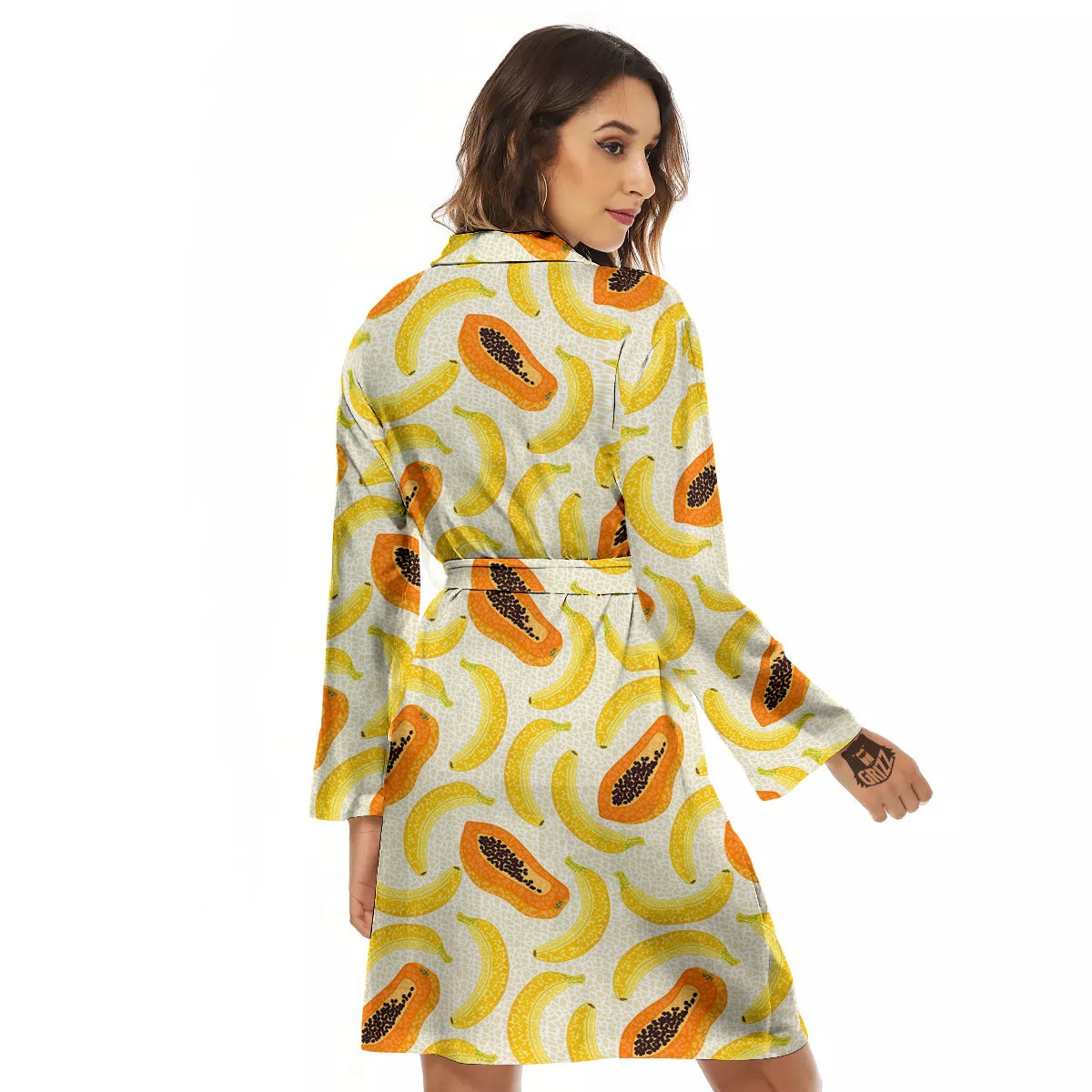 Banana And Papaya Print Pattern Women's Robe-grizzshop