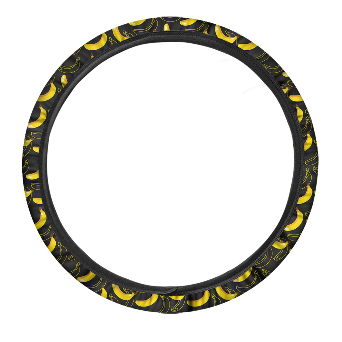 Banana Black Cartoon Print Pattern Car Steering Wheel Cover-grizzshop
