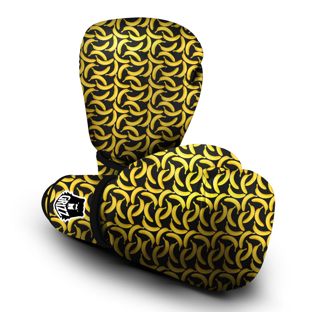 Banana Black Print Pattern Boxing Gloves-grizzshop
