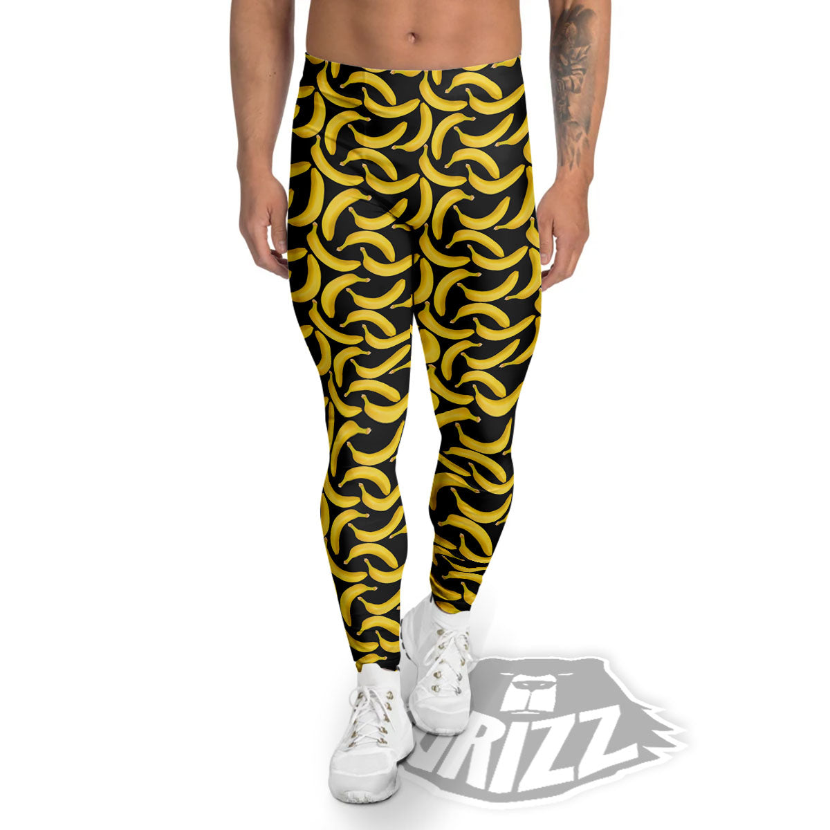 Banana Black Print Pattern Men's Leggings-grizzshop
