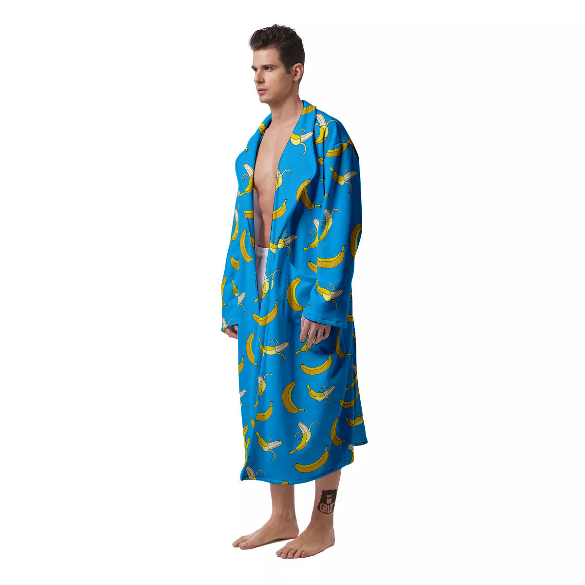 Banana Blue Print Pattern Men's Robe-grizzshop