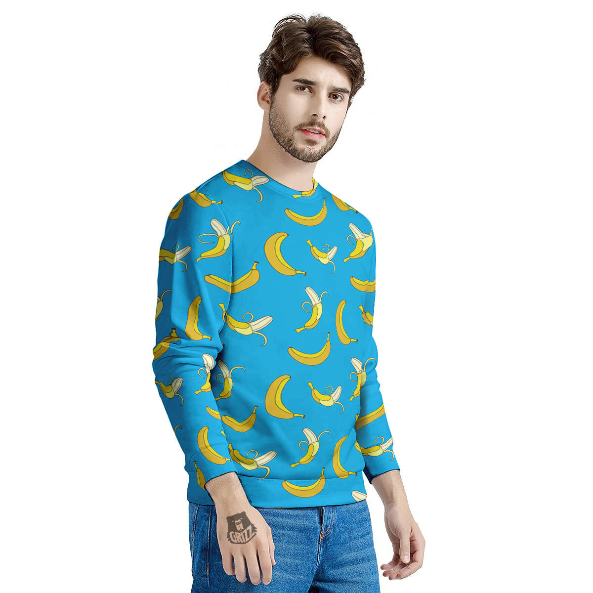 Banana Blue Print Pattern Men's Sweatshirt-grizzshop