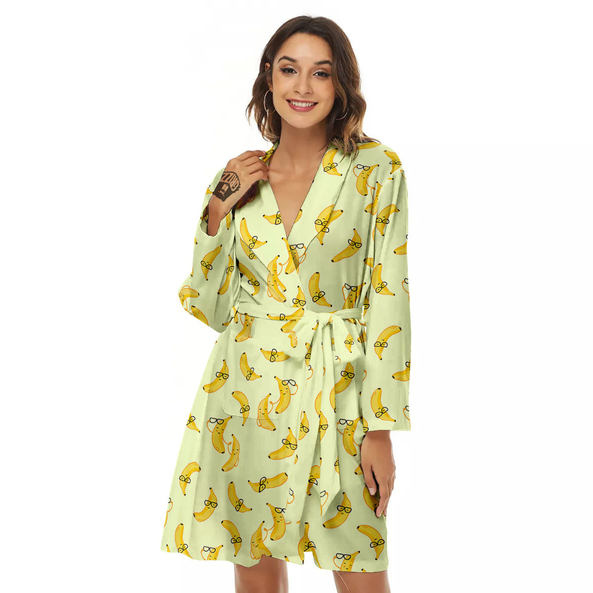 Banana Cute Print Pattern Women's Robe-grizzshop