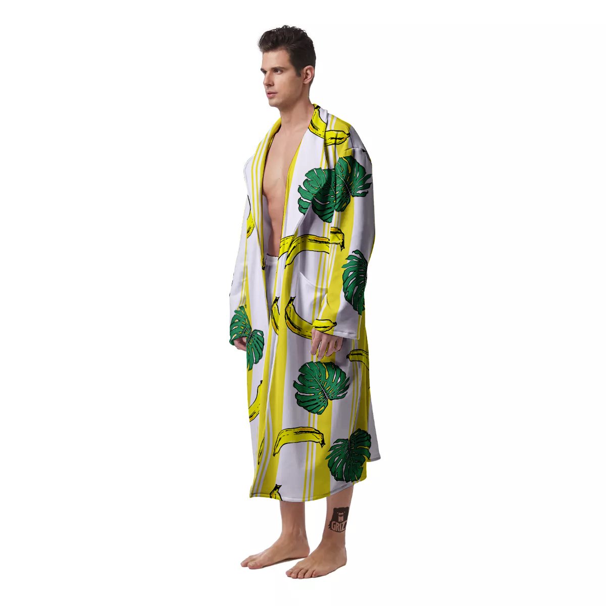 Banana Geometric Yellow Print Pattern Men's Robe-grizzshop
