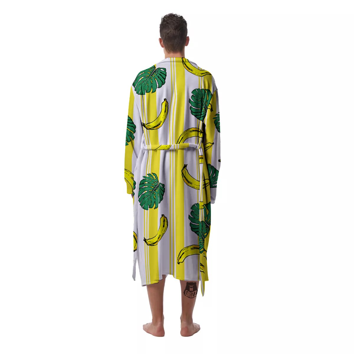 Banana Geometric Yellow Print Pattern Men's Robe-grizzshop