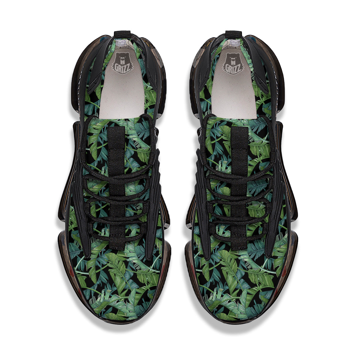 Banana Leaf Print Pattern Black Gym Shoes-grizzshop