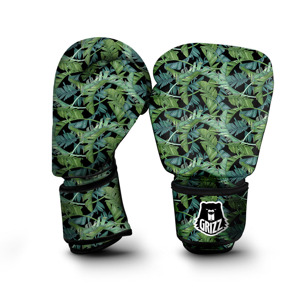 Banana Leaf Print Pattern Boxing Gloves-grizzshop