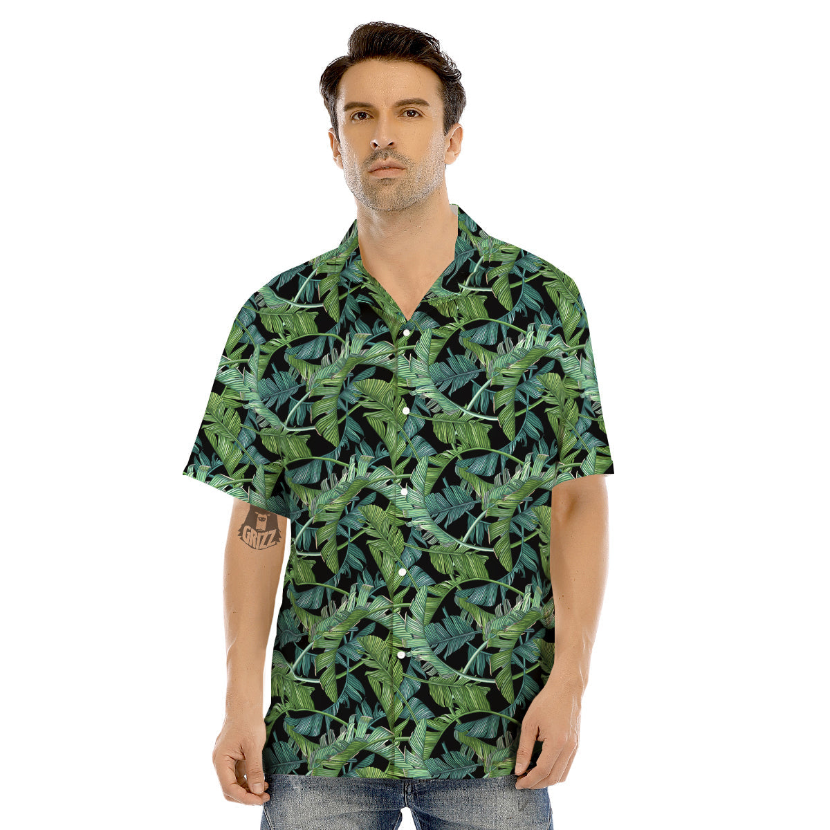 Banana Leaf Print Pattern Men's Hawaiian Shirt-grizzshop