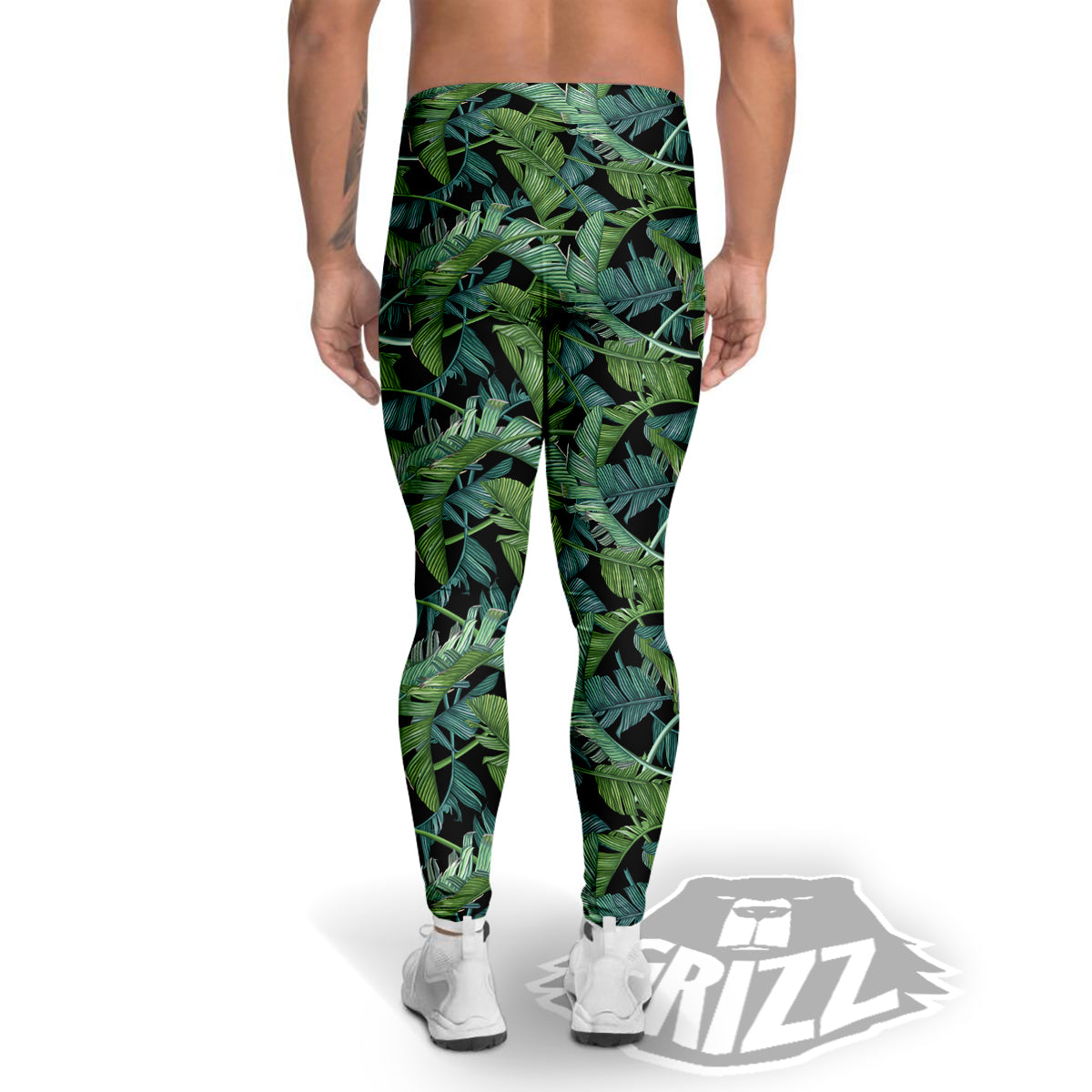 Banana Leaf Print Pattern Men's Leggings-grizzshop