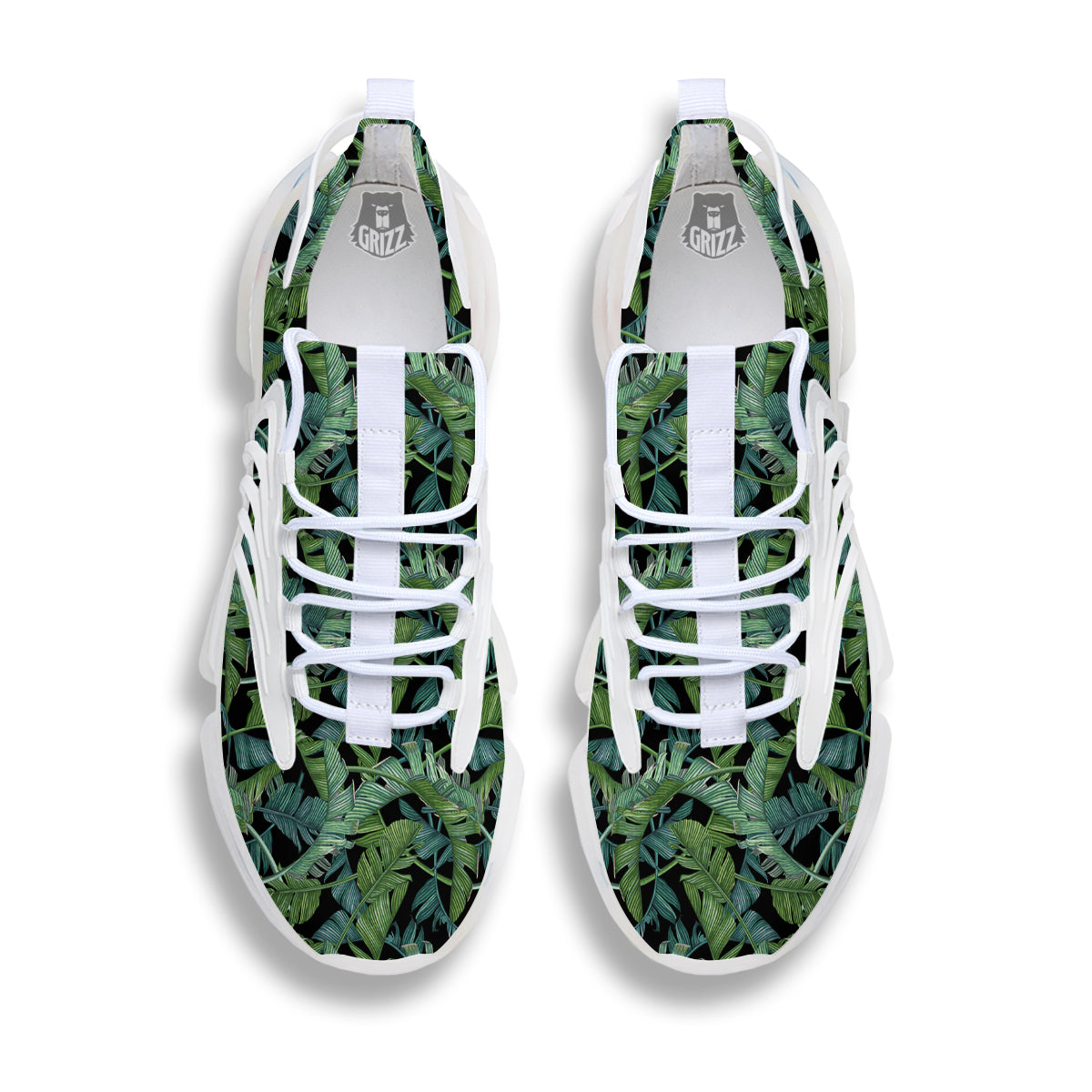 Banana Leaf Print Pattern White Gym Shoes-grizzshop
