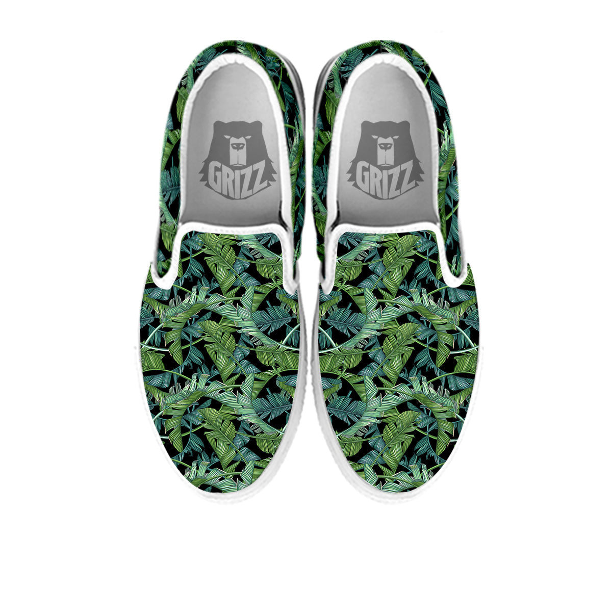 Banana Leaf Print Pattern White Slip On Shoes-grizzshop