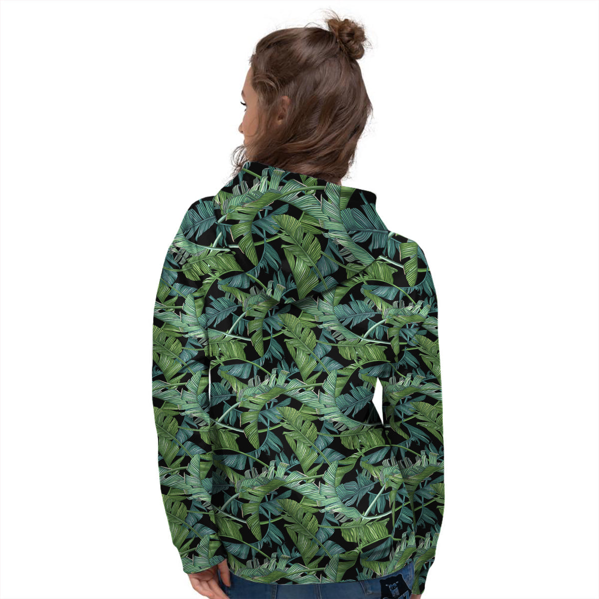 Banana Leaf Print Pattern Women's Hoodie-grizzshop