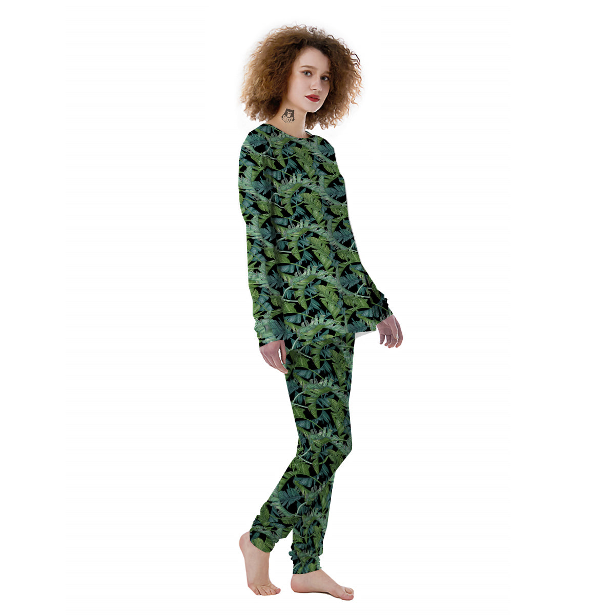 Banana Leaf Print Pattern Women's Pajamas-grizzshop