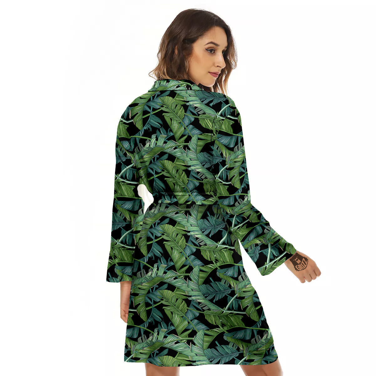 Banana Leaf Print Pattern Women's Robe-grizzshop