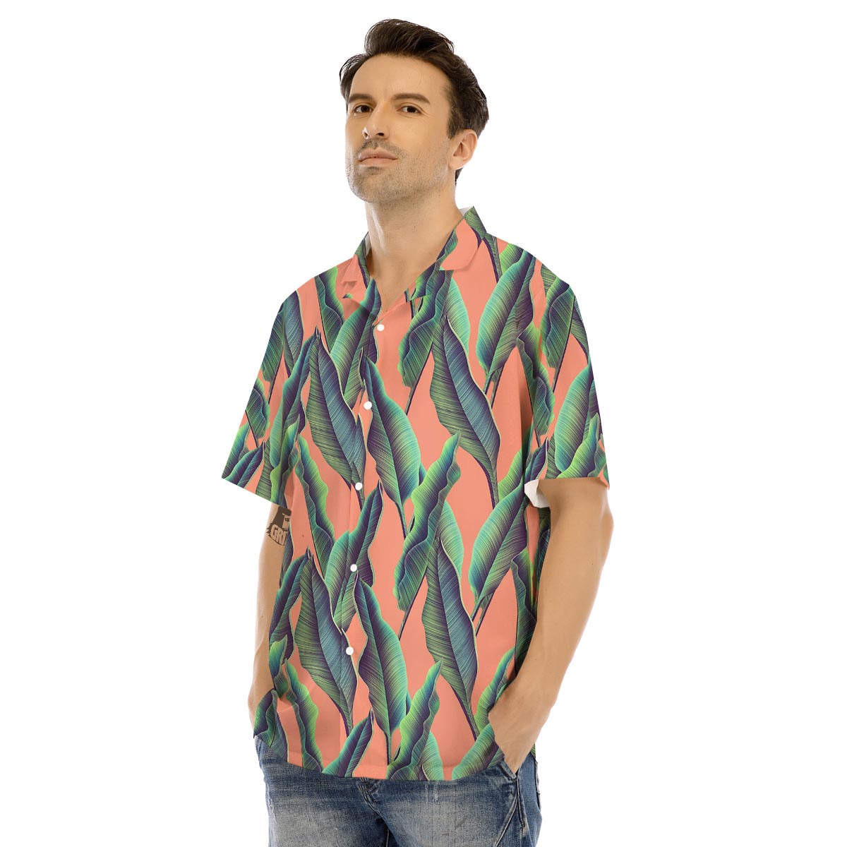 Banana Leaf Tropical Print Pattern Men's Hawaiian Shirt-grizzshop