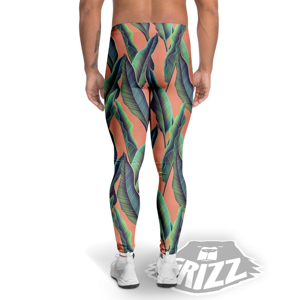 Banana Leaf Tropical Print Pattern Men's Leggings-grizzshop