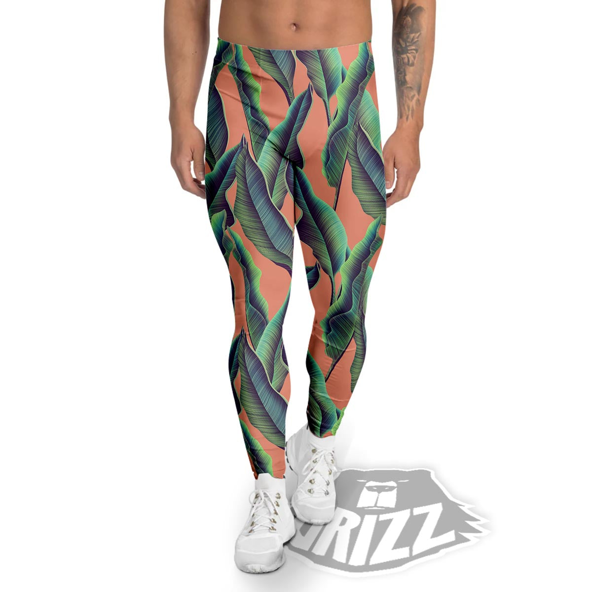 Banana Leaf Tropical Print Pattern Men's Leggings-grizzshop