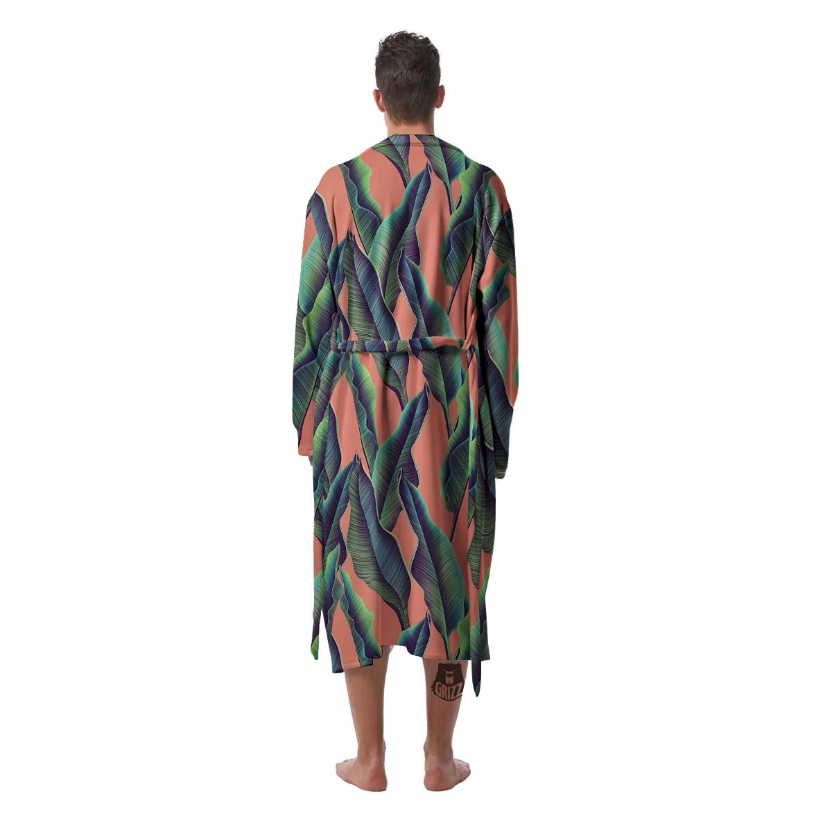 Banana Leaf Tropical Print Pattern Men's Robe-grizzshop