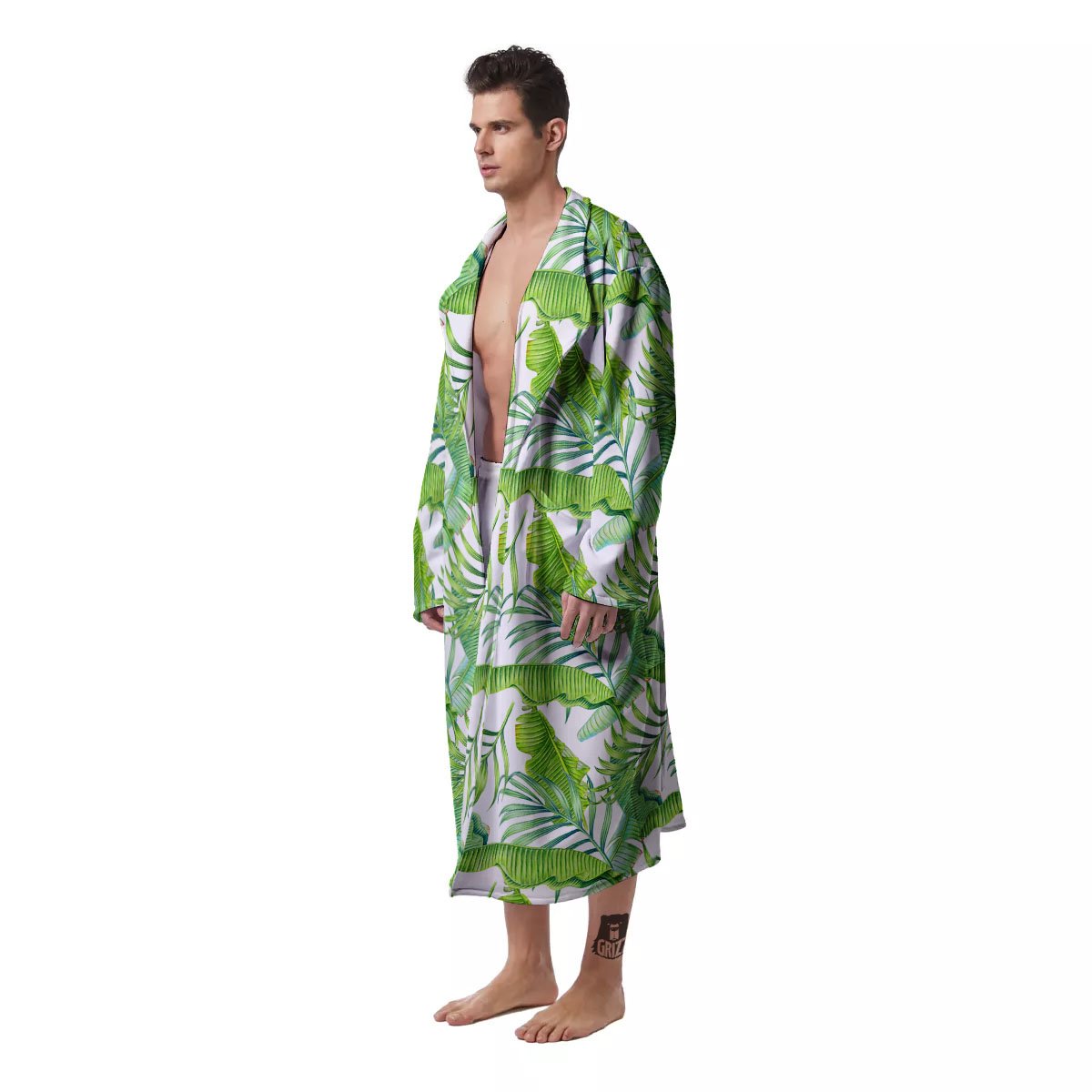 Banana Leave Palm Tree Print Pattern Men's Robe-grizzshop