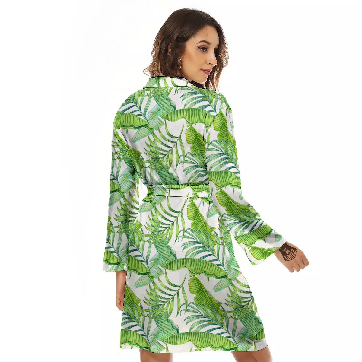 Banana Leave Palm Tree Print Pattern Women's Robe-grizzshop