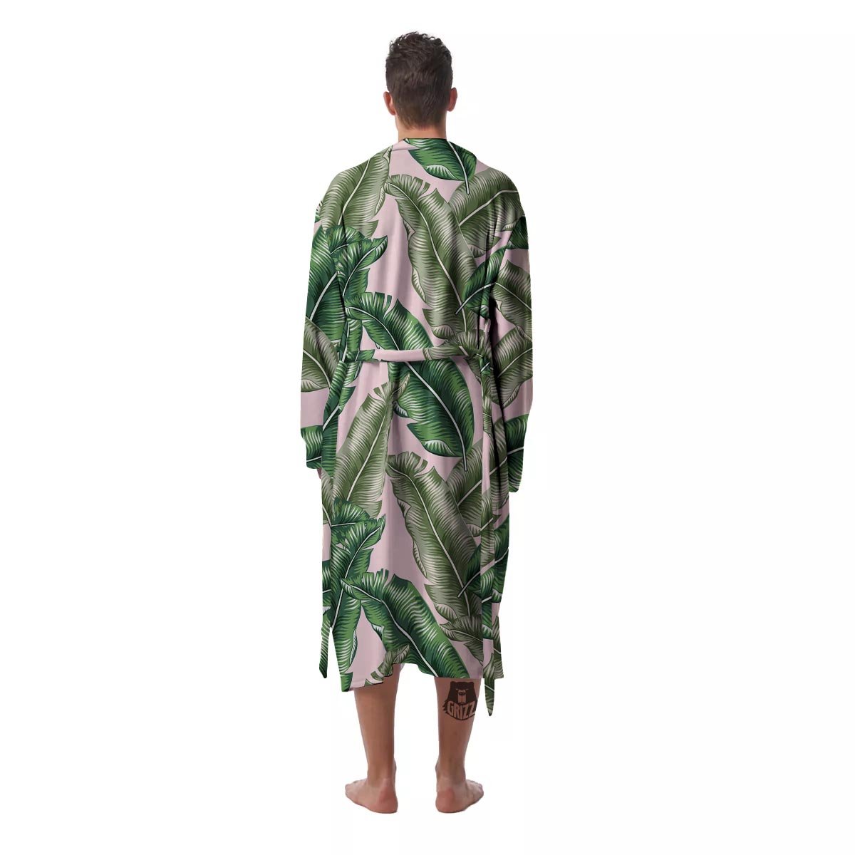 Banana Leaves Tropical Print Pattern Men's Robe-grizzshop
