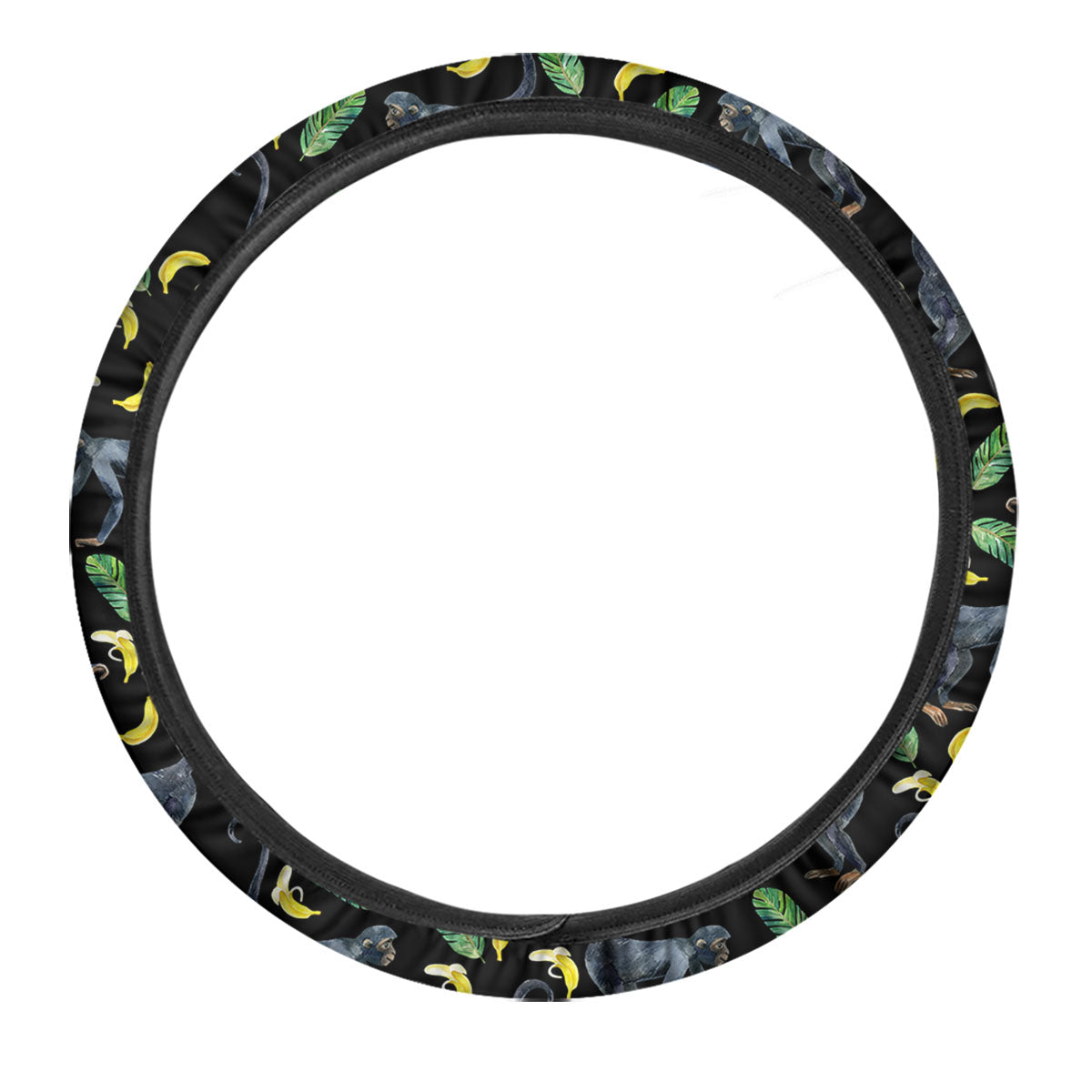 Banana Monkey Pattern Pattern Car Steering Wheel Cover-grizzshop