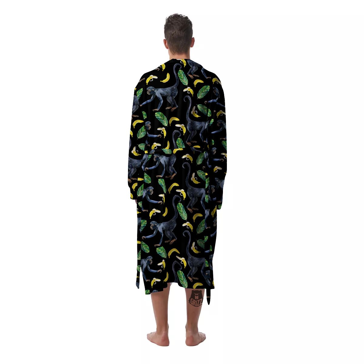 Banana Monkey Pattern Pattern Men's Robe-grizzshop