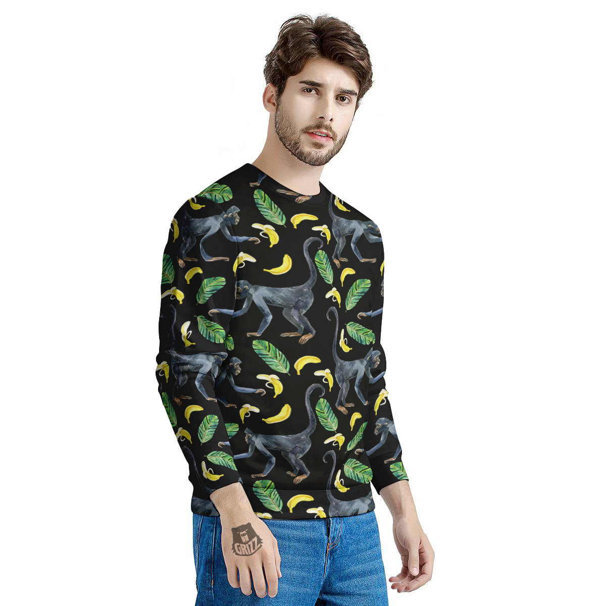 Banana Monkey Pattern Pattern Men's Sweatshirt-grizzshop