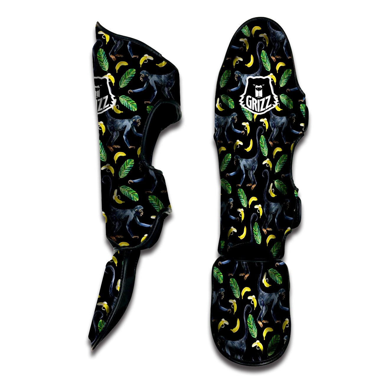 Banana Monkey Pattern Pattern Muay Thai Shin Guards-grizzshop