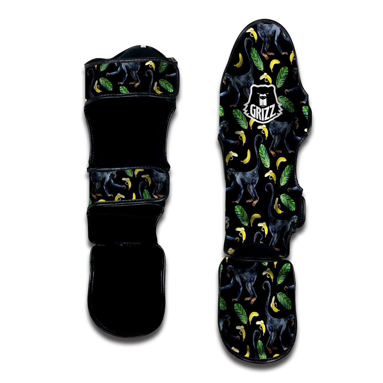 Banana Monkey Pattern Pattern Muay Thai Shin Guards-grizzshop