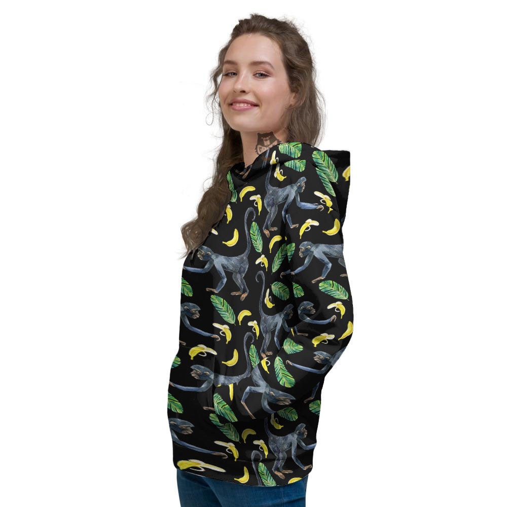 Banana Monkey Pattern Pattern Women's Hoodie-grizzshop