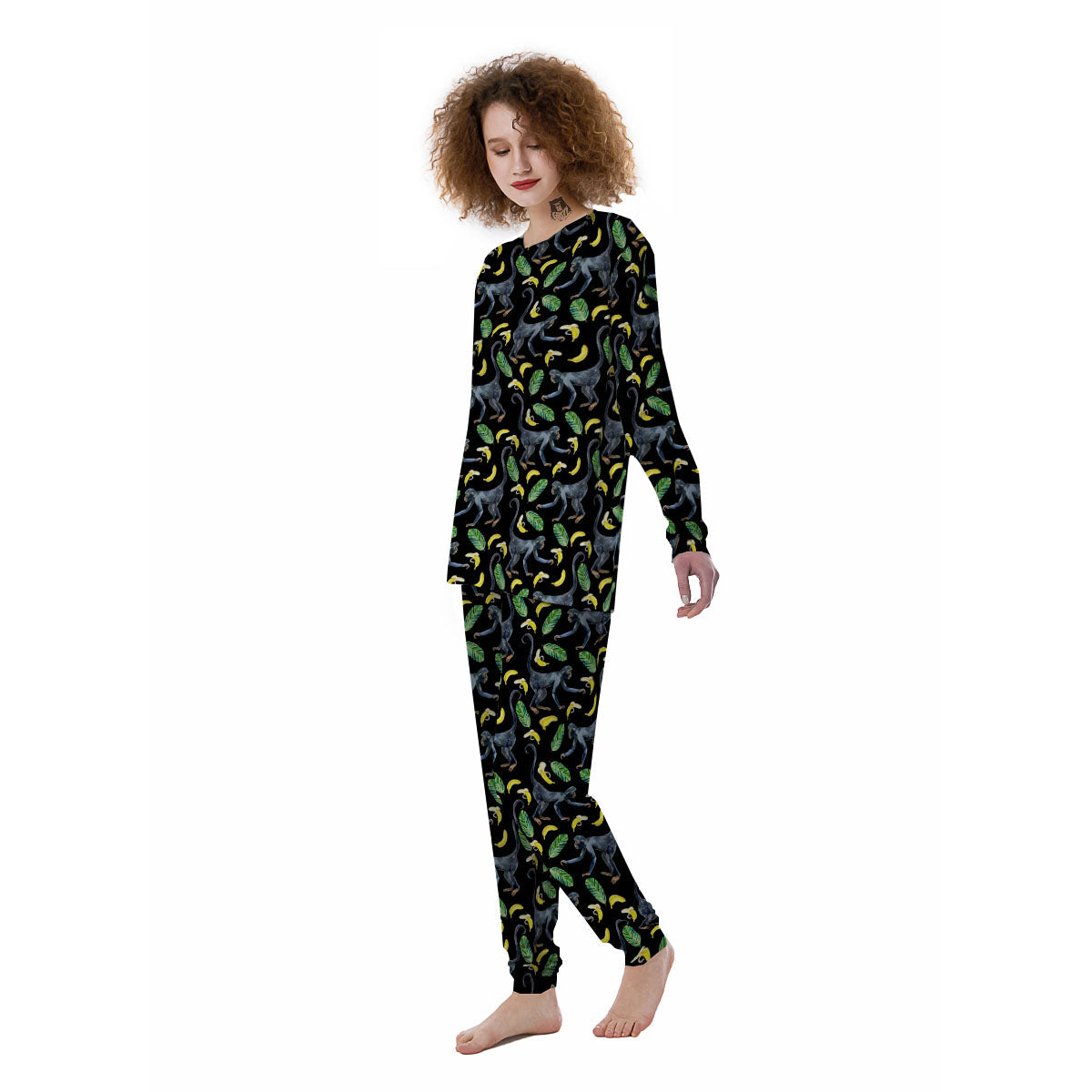 Banana Monkey Pattern Pattern Women's Pajamas-grizzshop