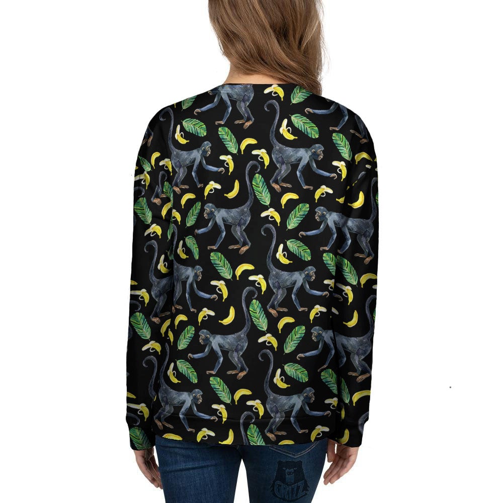 Banana Monkey Pattern Pattern Women's Sweatshirt-grizzshop