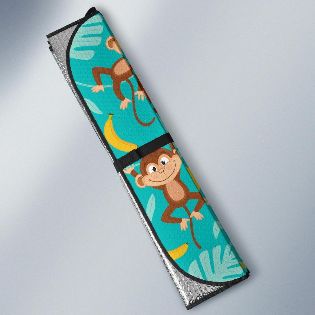 Banana Monkey Pattern Print Car Sun Shade-grizzshop