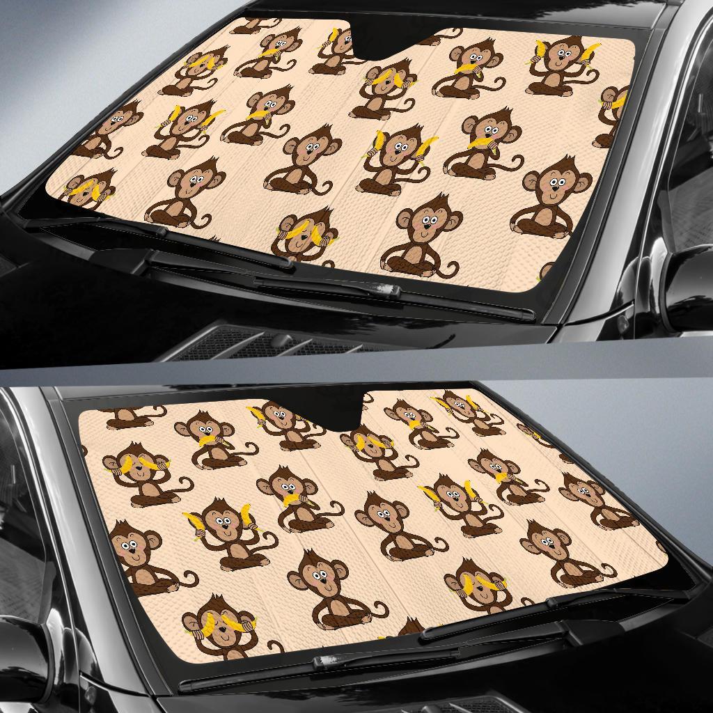 Banana Monkey Print Pattern Car Sun Shade-grizzshop