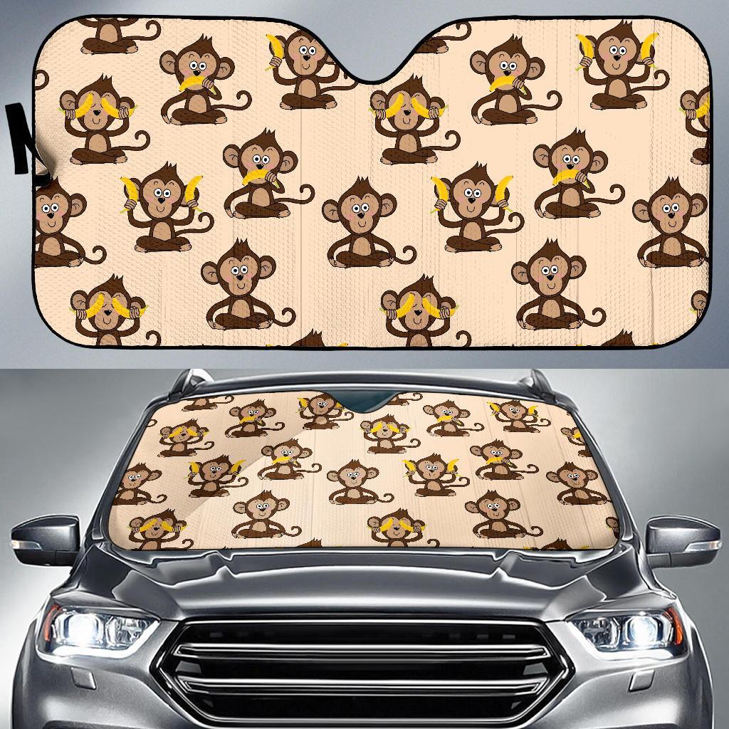Banana Monkey Print Pattern Car Sun Shade-grizzshop