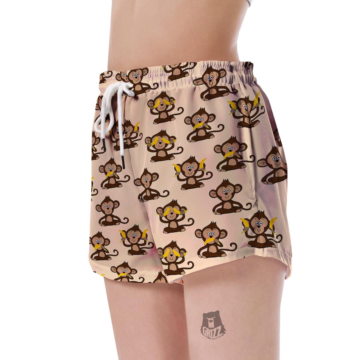 Banana Monkey Print Pattern Women's Shorts-grizzshop