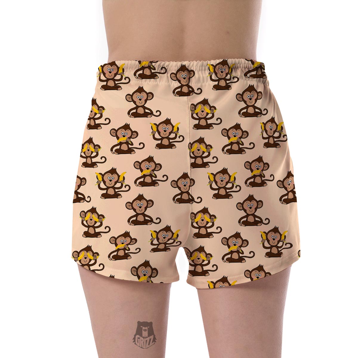 Banana Monkey Print Pattern Women's Shorts-grizzshop