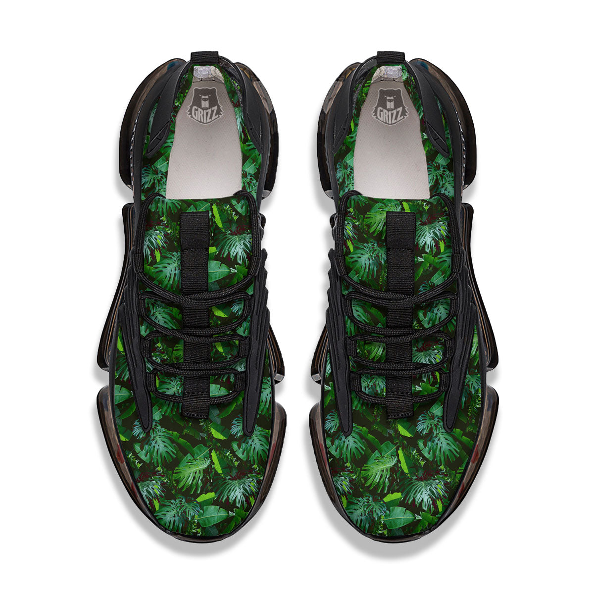 Banana Palm Leaf Green Tropical Print Black Gym Shoes-grizzshop