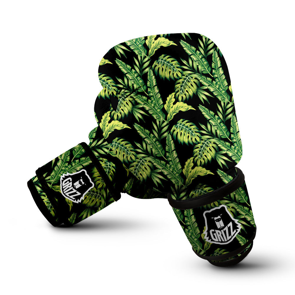 Banana Palm Leaf Print Pattern Boxing Gloves-grizzshop