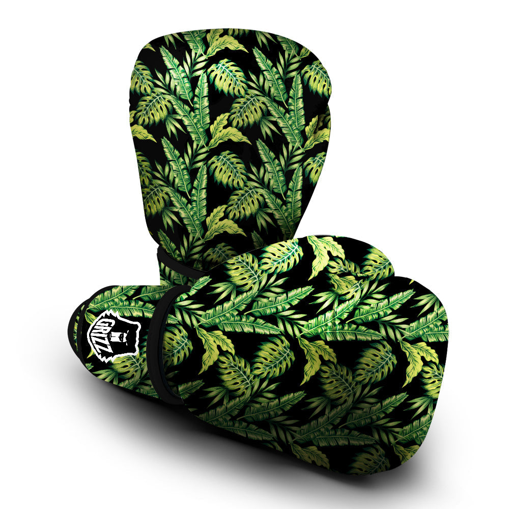 Banana Palm Leaf Print Pattern Boxing Gloves-grizzshop
