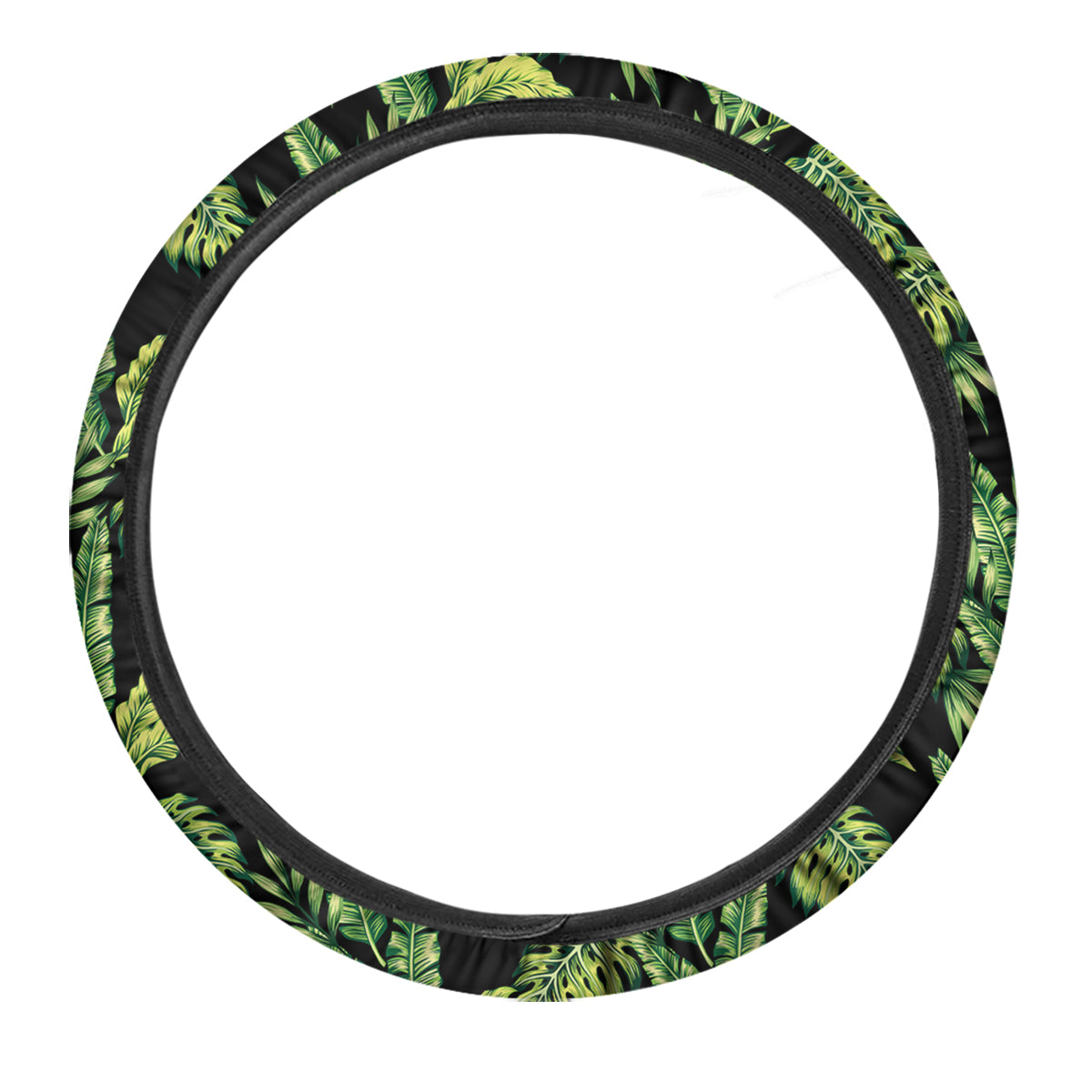 Banana Palm Leaf Print Pattern Car Steering Wheel Cover-grizzshop