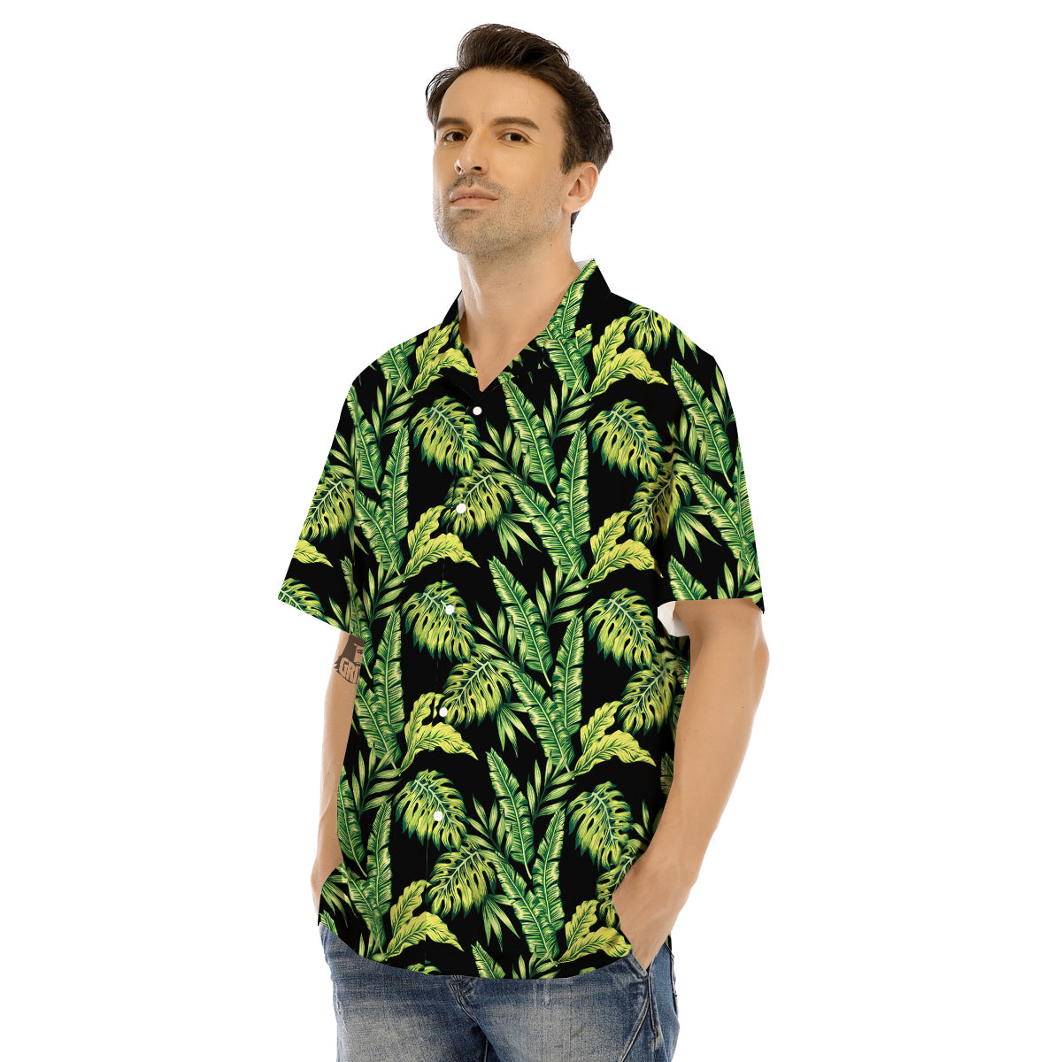 Banana Palm Leaf Print Pattern Men's Hawaiian Shirt-grizzshop