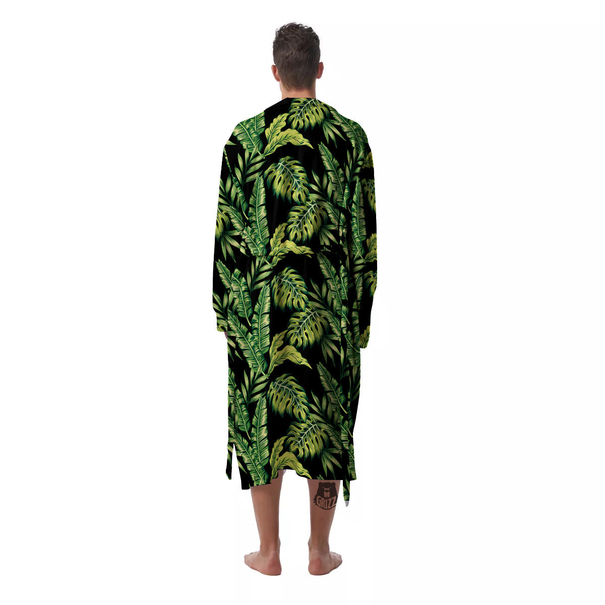 Banana Palm Leaf Print Pattern Men's Robe-grizzshop