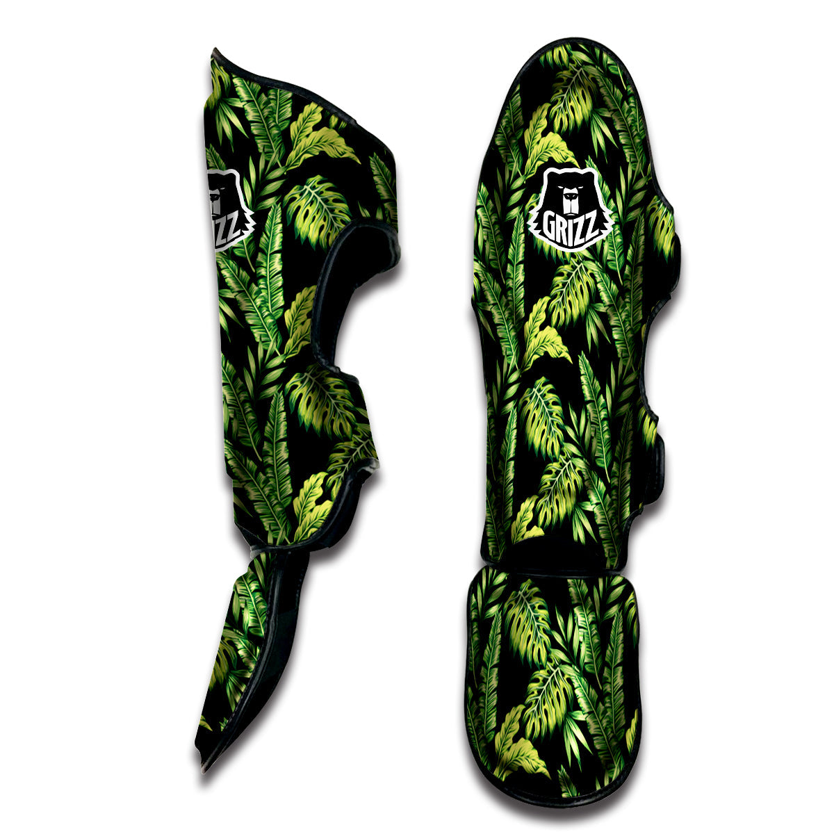Banana Palm Leaf Print Pattern Muay Thai Shin Guards-grizzshop